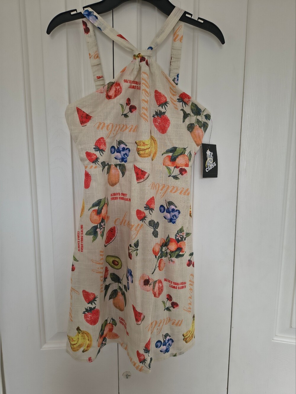 Art Class Girls Fruit Print Linen Halter Dress Size L.